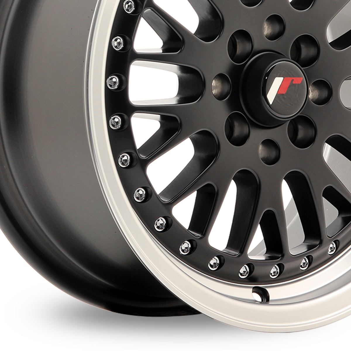 15 Inch Japan Racing JR10 (7x15) Black Machined Lip Alloy Wheels