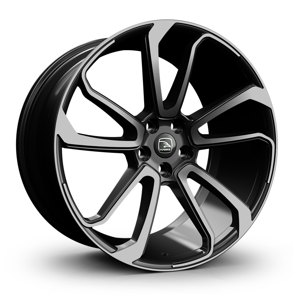 22 Inch Hawke Falkon Black Shadow Alloy Wheels