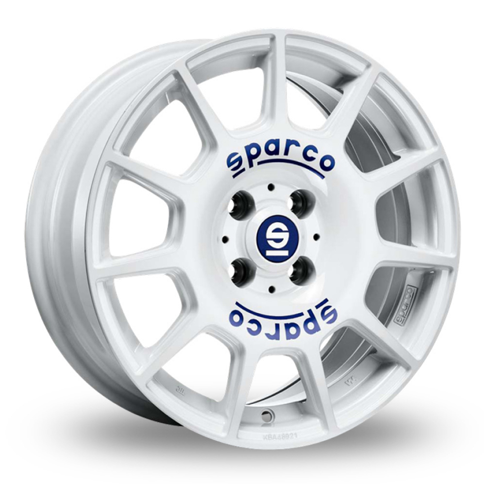 16 Inch Sparco Terra White Blue Alloy Wheels