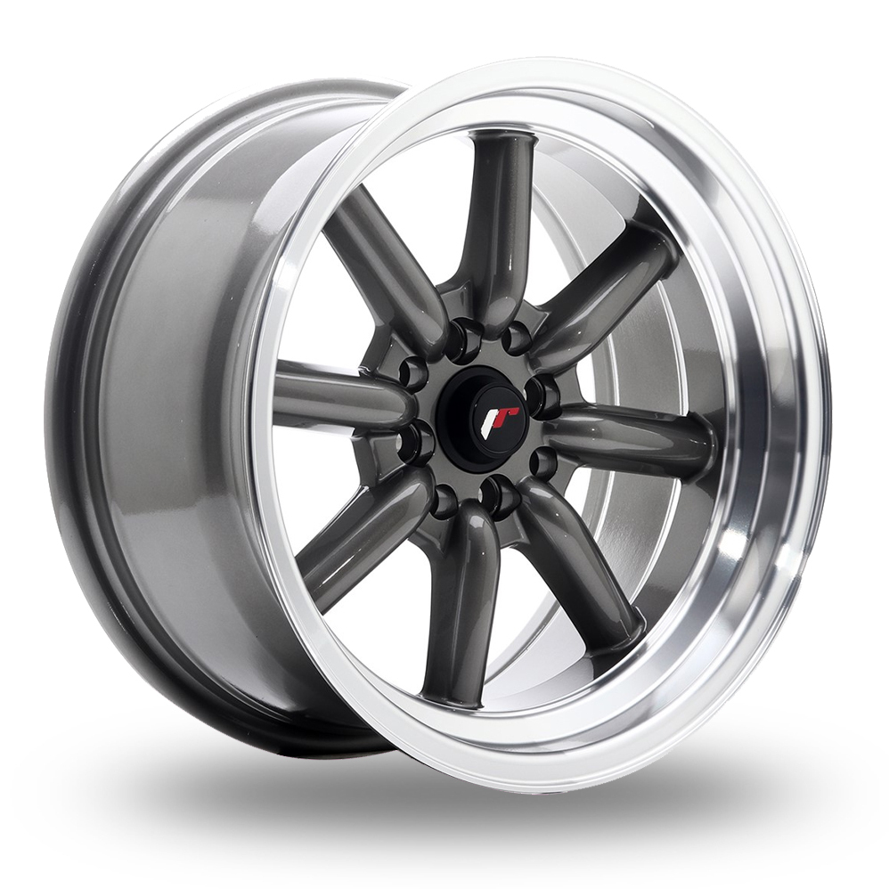 16 Inch Japan Racing JR19 (8x16) (Custom Fitment) Gun Metal Machined Lip Alloy Wheels