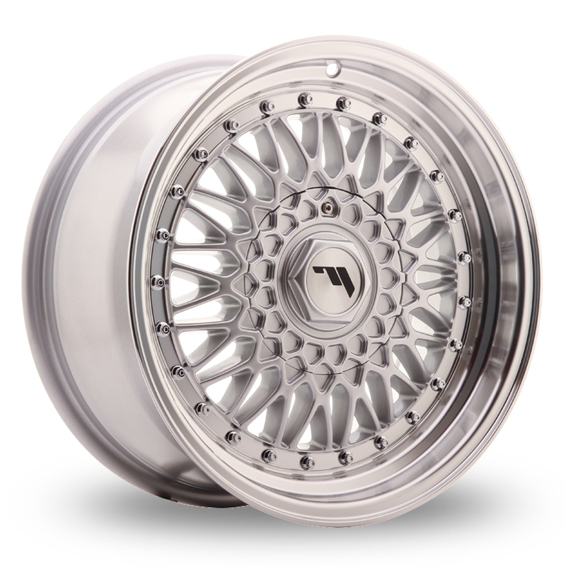 17 Inch Japan Racing JR9 (8.5x17) (Custom Fitment) Silver Machined Lip & Silver Rivets Alloy Wheels