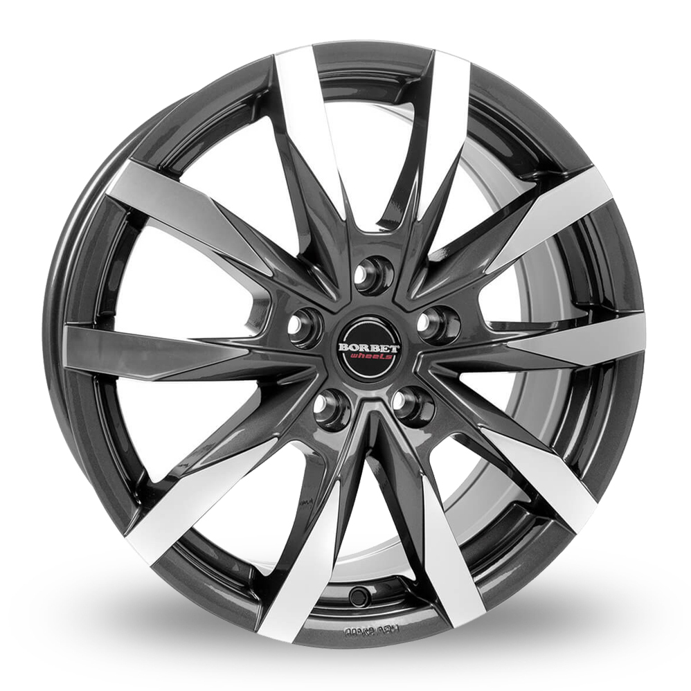 16 Inch Borbet CW5 Mistral Anthracite Polished Alloy Wheels