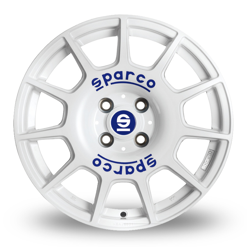 17 Inch Sparco Terra White Blue Alloy Wheels