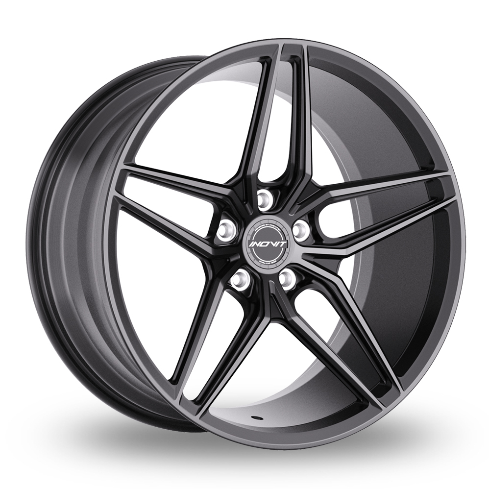 8.5x20 (Front) & 10x20 (Rear) Inovit Vector 2.0 Satin Black Machined Face Alloy Wheels