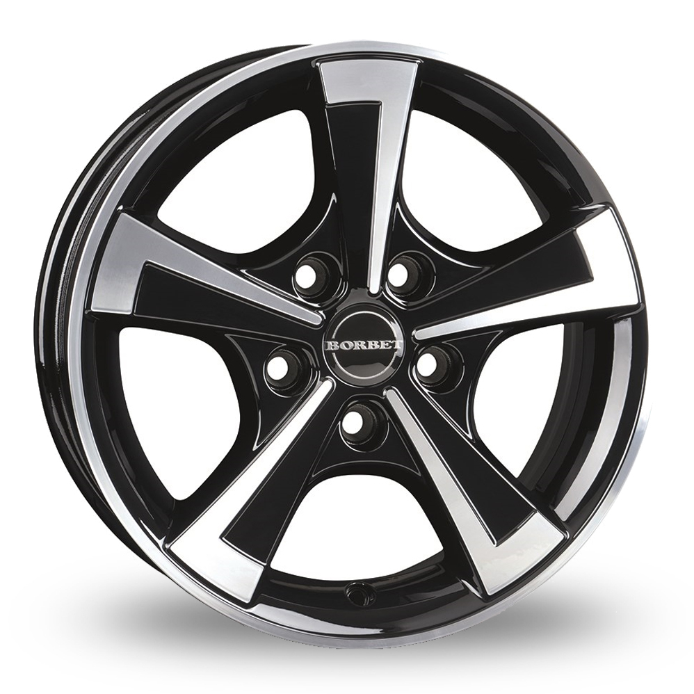 15 Inch Borbet CWT Gloss Black Polished Face Alloy Wheels