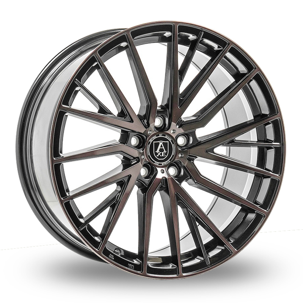 8.5x20 (Front) & 10x20 (Rear) Axe EX40 Black Polished Tinted Alloy Wheels