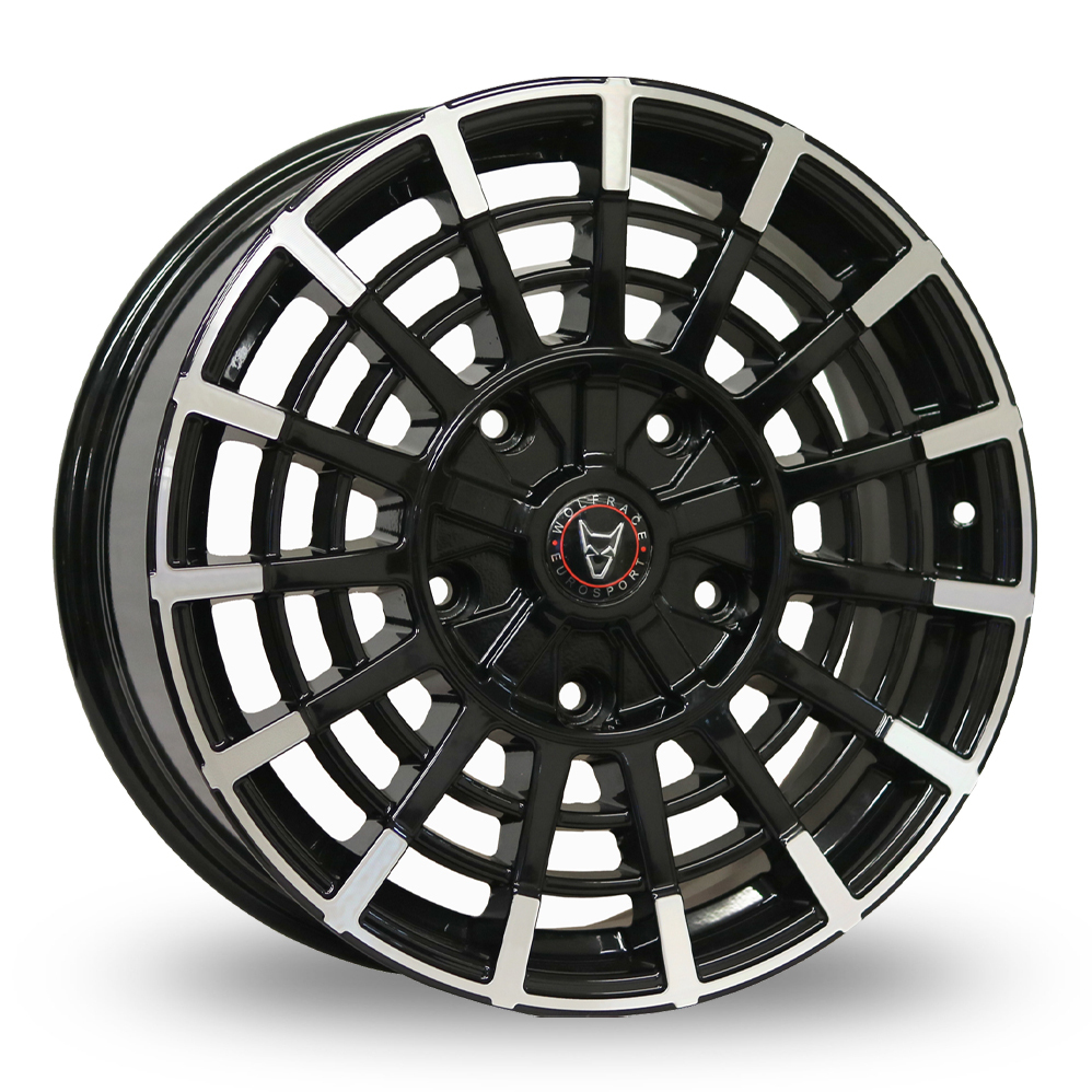 18 Inch Wolfrace Turismo Super T Gloss Black Polished Alloy Wheels