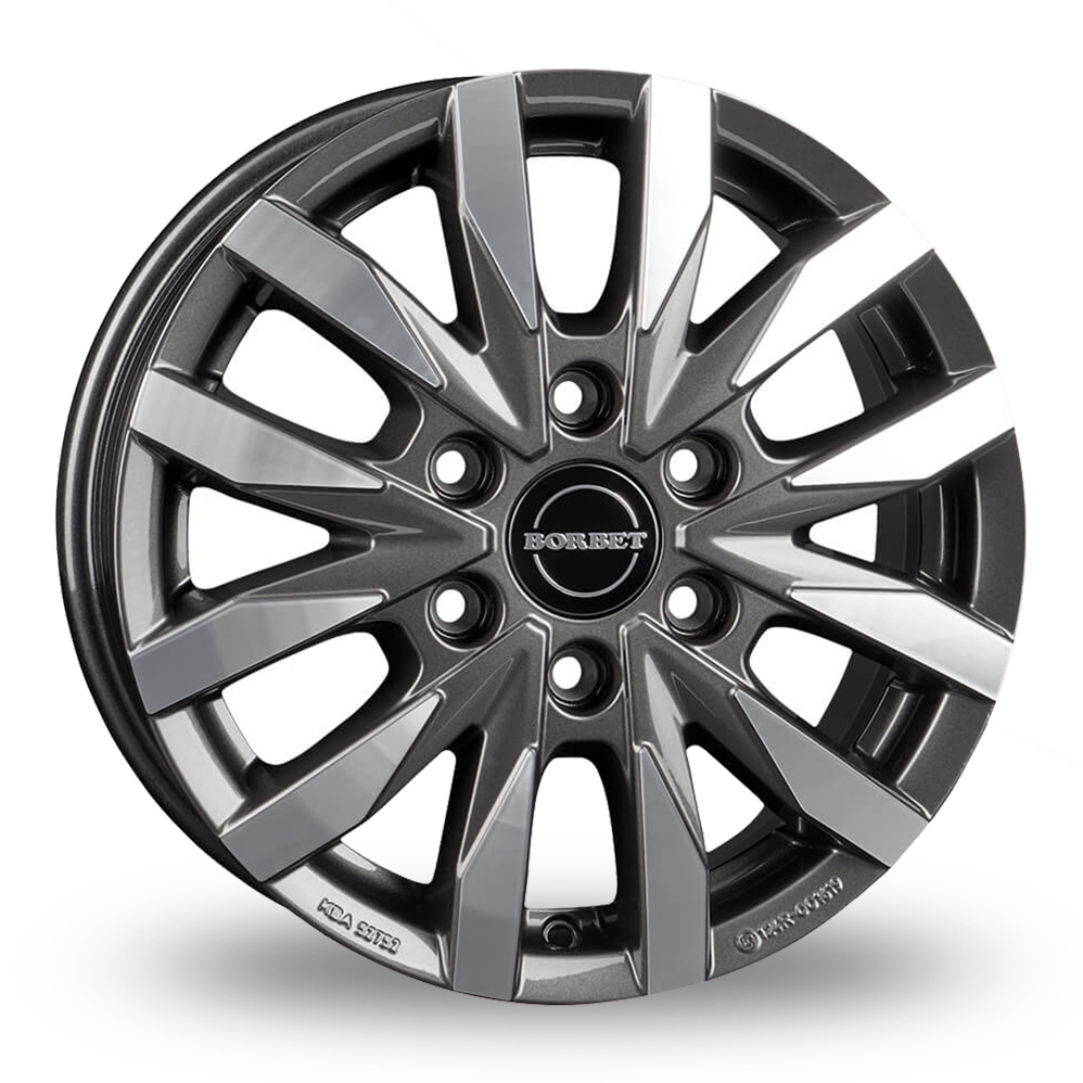 16 Inch Borbet CW6 Anthracite Polished Alloy Wheels