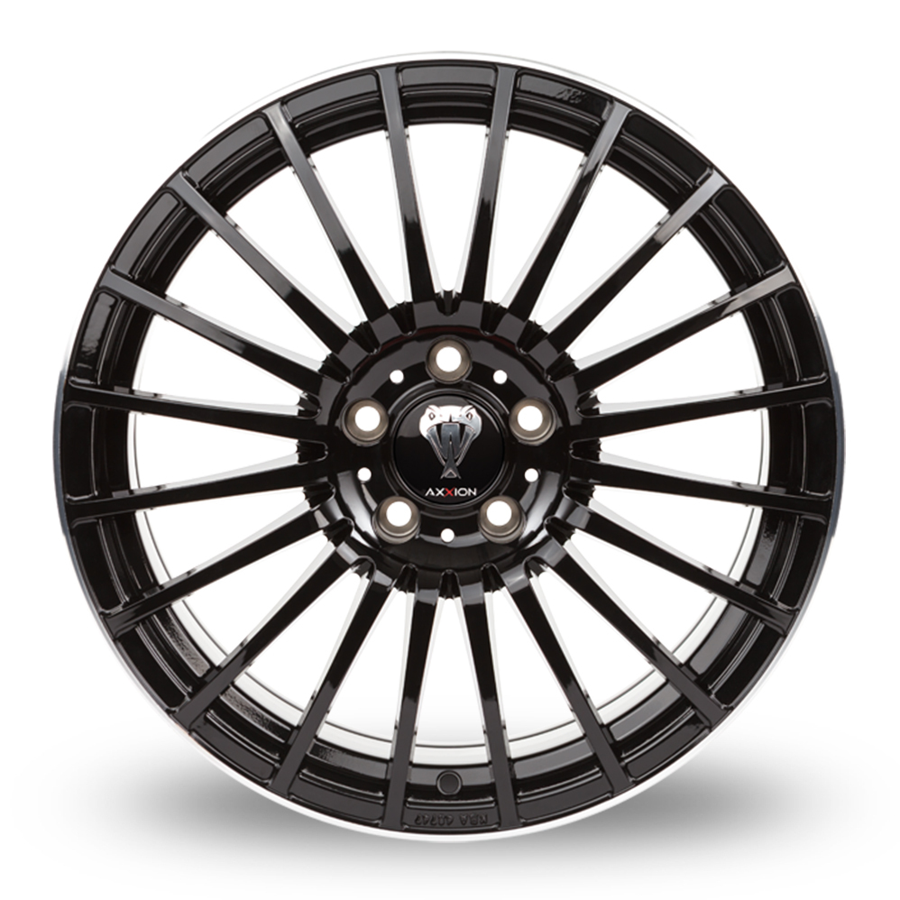 20 Inch Axxion AX5 Gloss Black Polished Lip Alloy Wheels