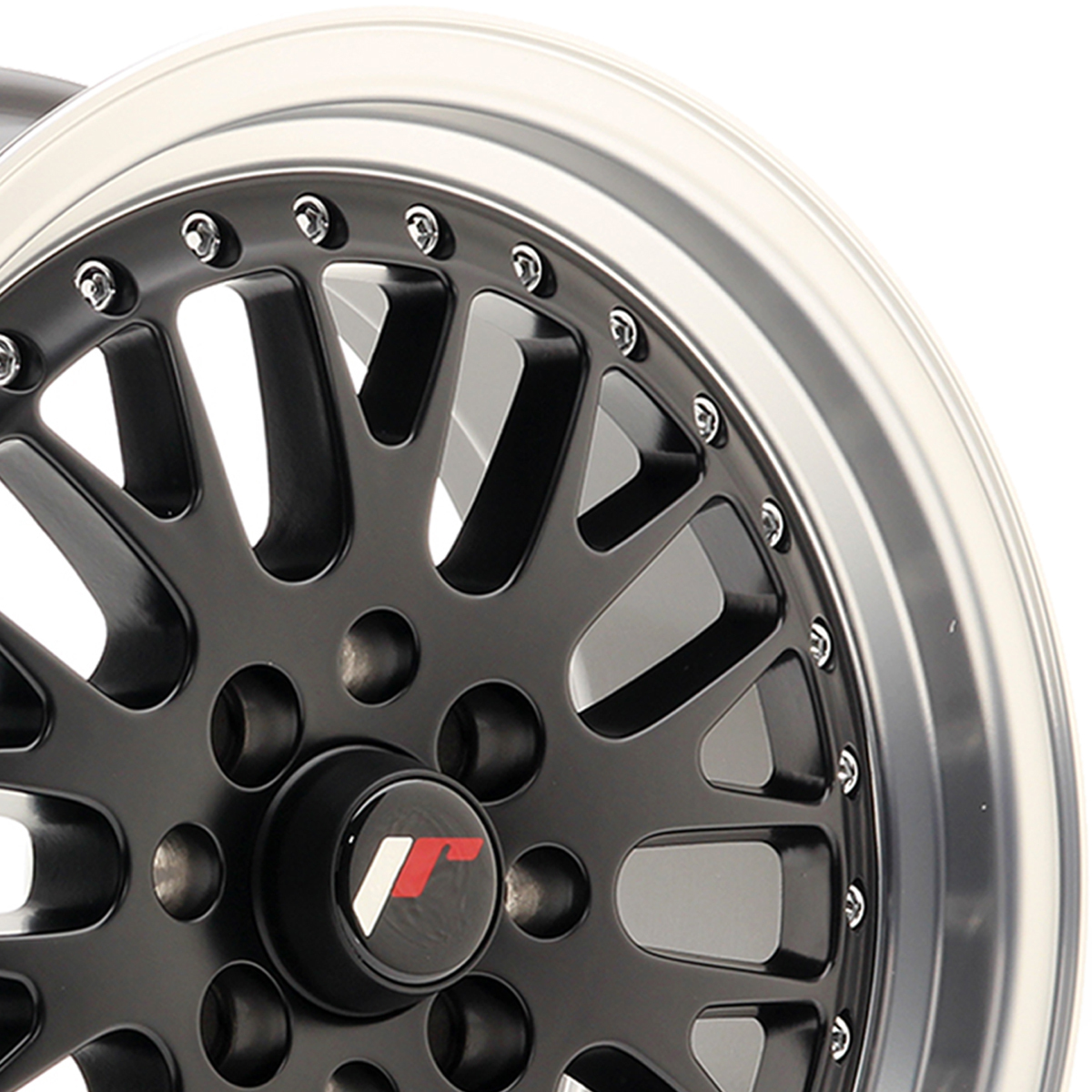 15 Inch Japan Racing JR10 (7x15) Black Machined Lip Alloy Wheels