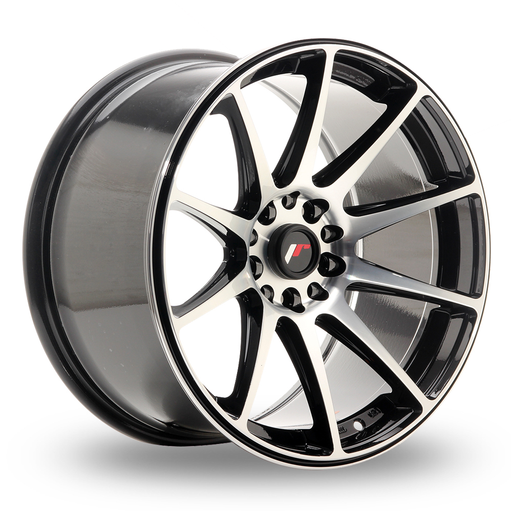 18 Inch Japan Racing JR11 () Gloss Black Polished Face Alloy Wheels