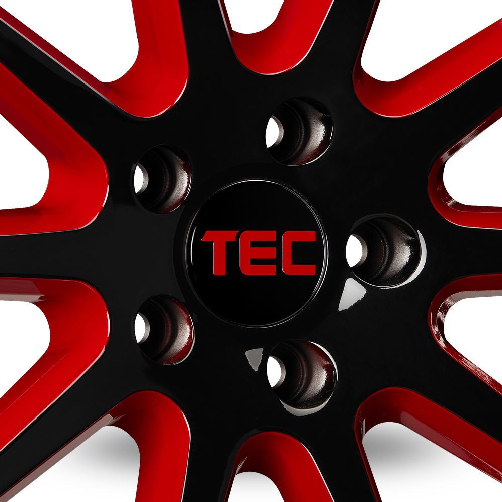 20 Inch TEC Speedwheels GT7 Black Red Alloy Wheels