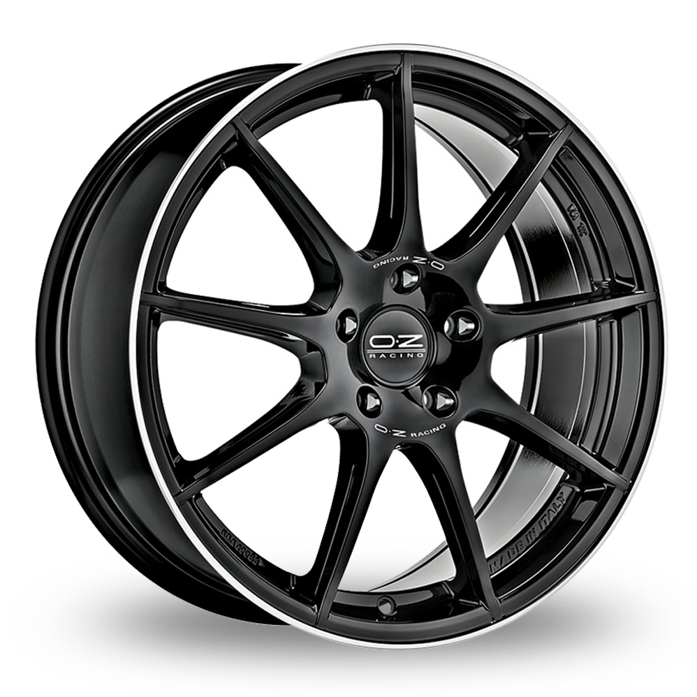 17 Inch OZ Racing Veloce GT Black Polished Lip Alloy Wheels