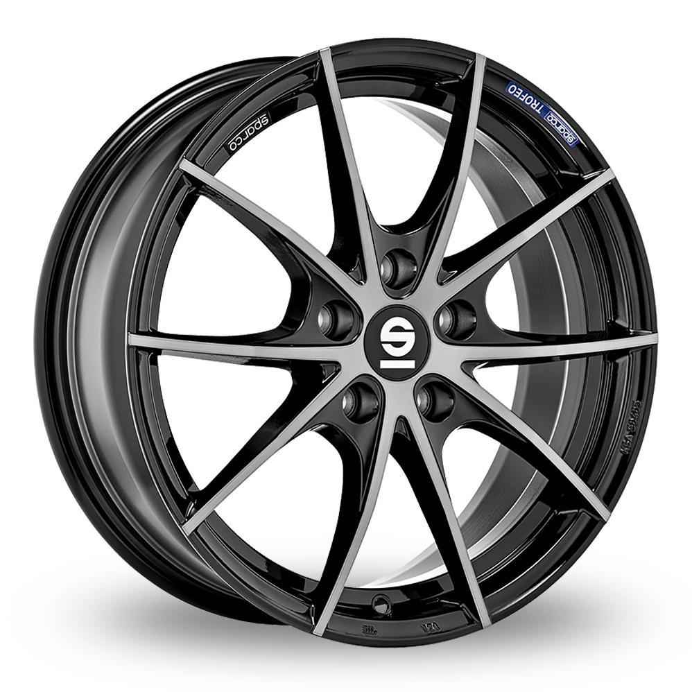 17 Inch Sparco Trofeo 5 Black Polished Alloy Wheels