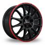16 Inch Ronal R54 MCR Black Red Alloy Wheels