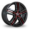 18 Inch Ronal R57 Black Red Alloy Wheels