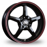 16 Inch MSW (by OZ) 16 Black Red Alloy Wheels