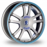 17 Inch Sparco Rally Silver Blue Alloy Wheels