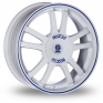 16 Inch Sparco Rally White Blue Alloy Wheels