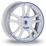 17 Inch Sparco Rally White Blue Alloy Wheels