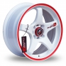 15 Inch Lenso D1-R White Red Alloy Wheels