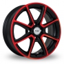 15 Inch Fox Racing FX2 Black Red Alloy Wheels