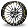 15 Inch Dotz Scarab Yellow Black Polished Alloy Wheels