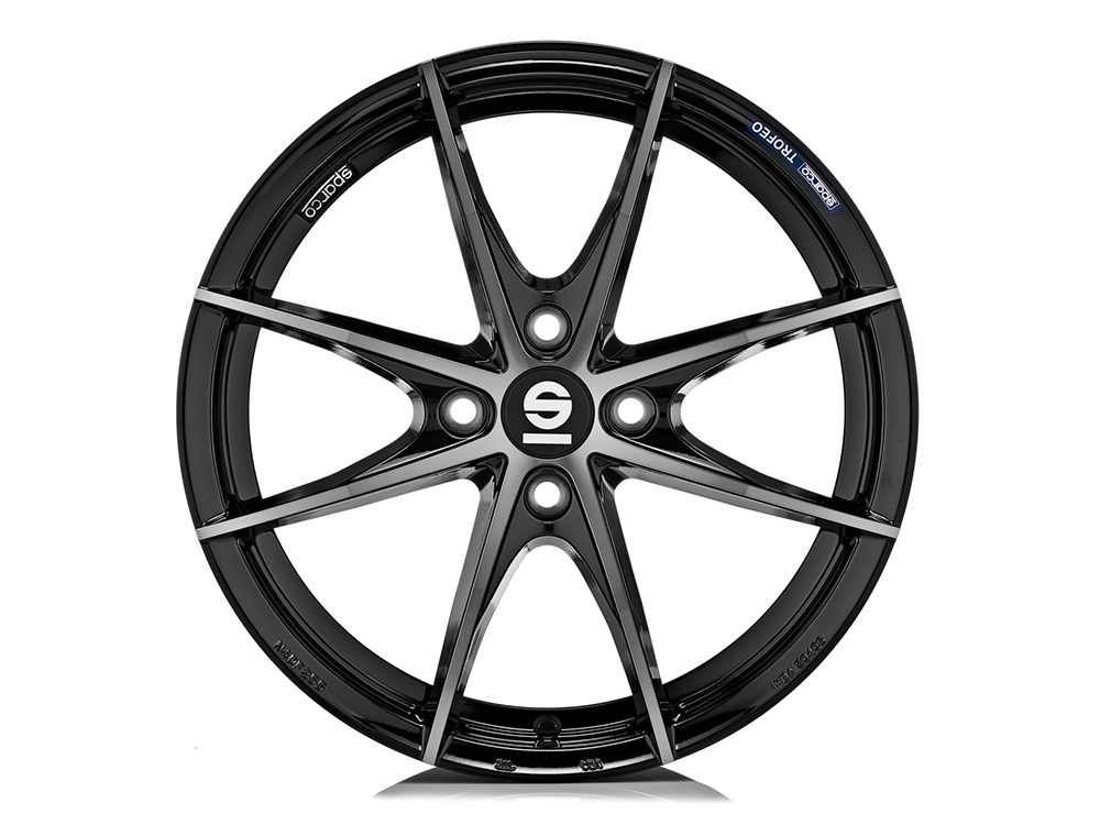 15 Inch Sparco Trofeo 4 Black Polished Alloy Wheels